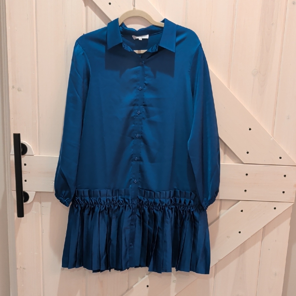 Elegant Blue Long Sleeve Dress